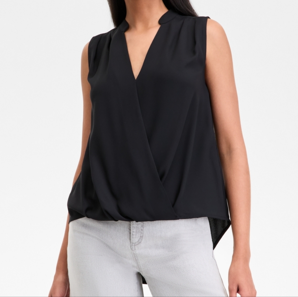 🔴4x$10  International INC Black Sleeveless Wrap Top